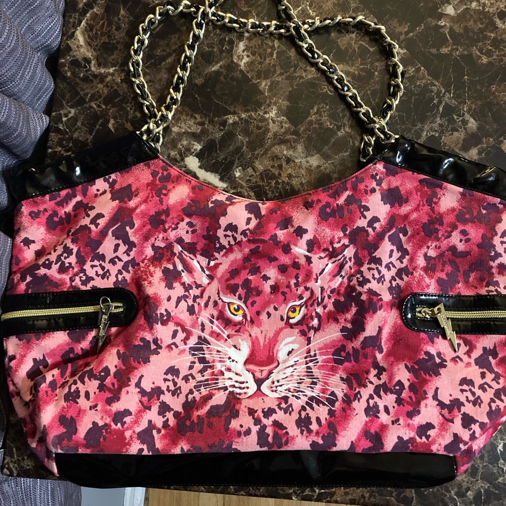 Betseyville by Betsey Johnson Pink Leopard 🐆 Canvas Tote Bag